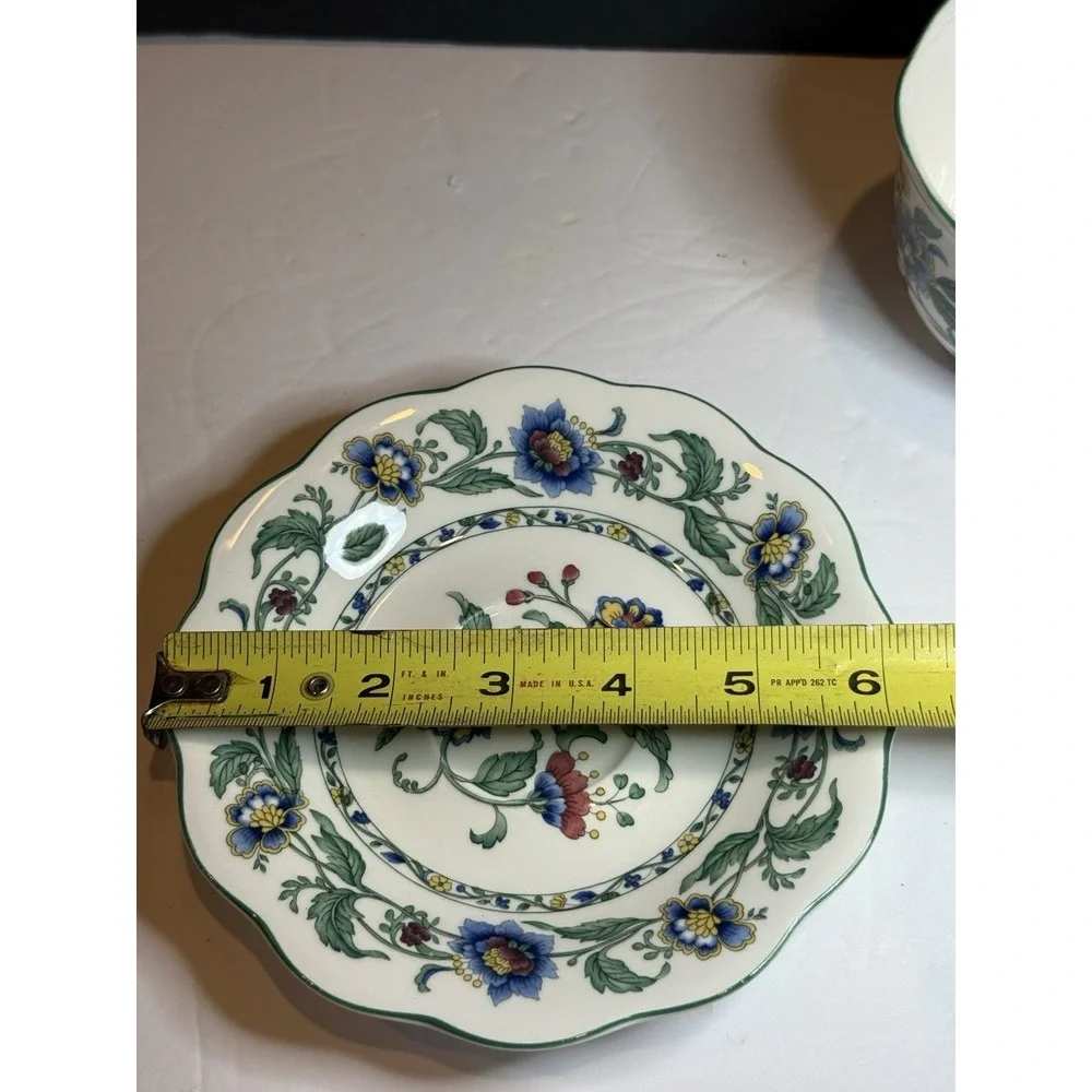 Nikko Oriental Garden Tea Cup & Saucer Set Floral White Blue #9875 Made in Japan